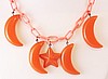 BN7 orange bakelite  moon/star necklace